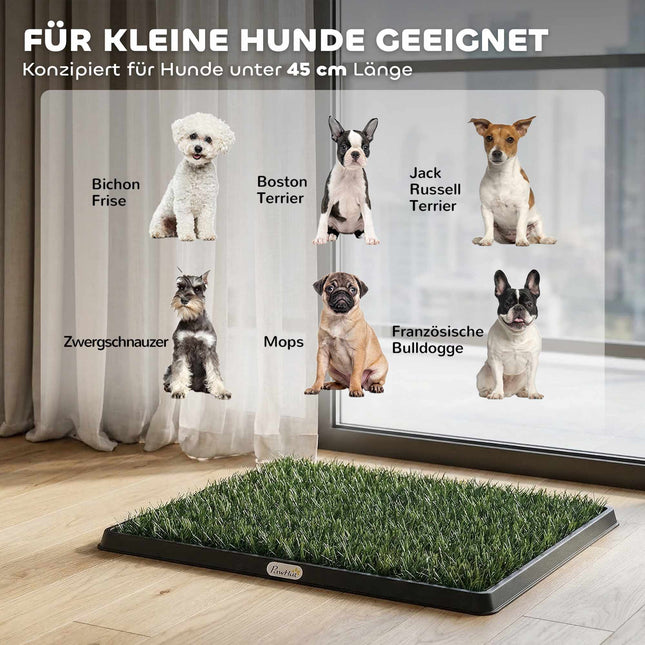 Dog Toilet with Washable Grass Mat, 63 x 50.5 cm, Black/Green