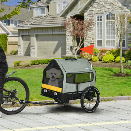 Hondenkar 3-In-1 Huisdierhuis- En Vrachtkar, Hondenfietskar Met Reflectoren Voor Kleine Honden Tot 10 Kg, Oxford, Grijs
