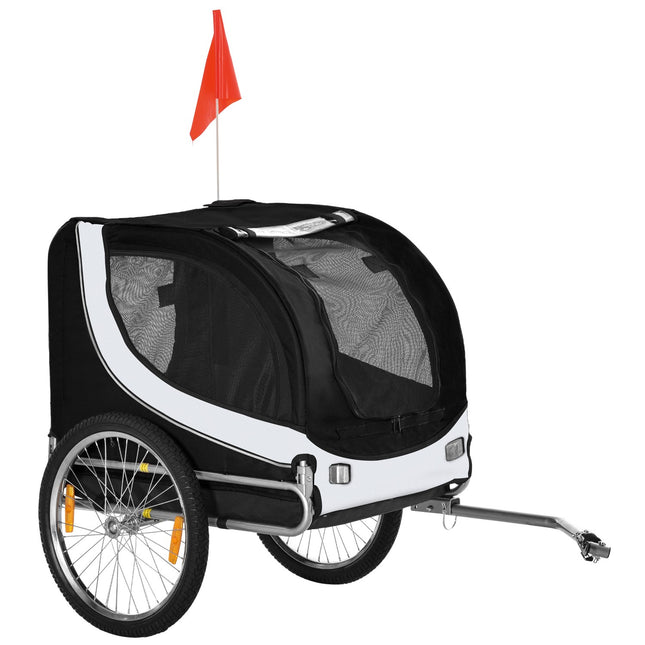 Dog bike trailer, White & Black, 130x73x90 cm