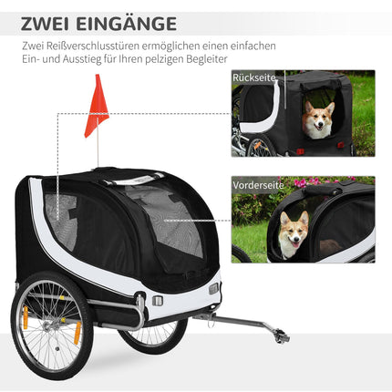 Hundeanhänger für Fahrräder, Weiß & Schwarz, 130x73x90 cm