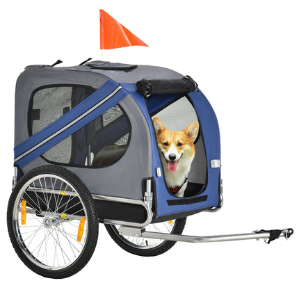 Hunde-Fahrradanhänger, Oxford-Gewebe, blau, Regenschutz