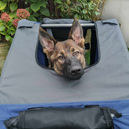 Hunde-Fahrradanhänger, Oxford-Gewebe, blau, Regenschutz