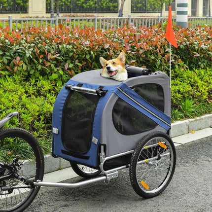 Hunde-Fahrradanhänger, Oxford-Gewebe, blau, Regenschutz