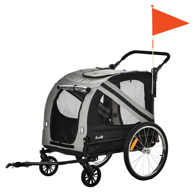 Hundeanhänger & Buggy 2-in-1 mit Reflektoren, grau