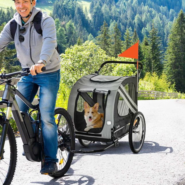 Hundeanhänger & Buggy 2-in-1 mit Reflektoren, grau