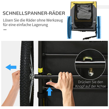 Zusammenklappbarer Hundeanhänger mit Netzfenster und Reflektoren