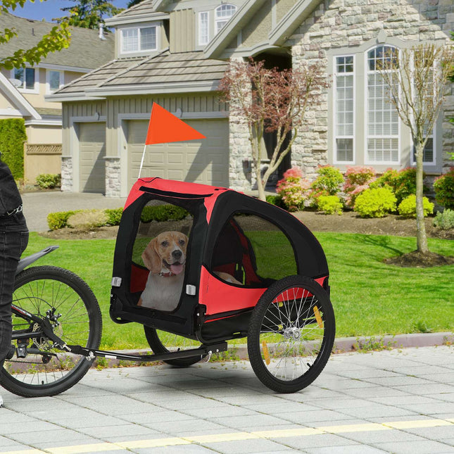 Foldable dog bike trailer, Waterproof, Red 140x71x83 cm