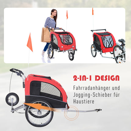 Hunde-Fahrradanhänger – Rot & Schwarz, 155 x 83 x 108 cm