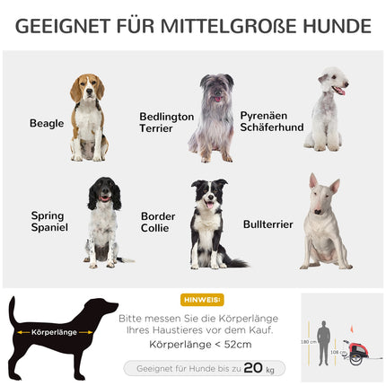 Hunde-Fahrradanhänger – Rot & Schwarz, 155 x 83 x 108 cm