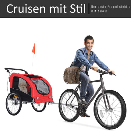Hunde-Fahrradanhänger – Rot & Schwarz, 155 x 83 x 108 cm