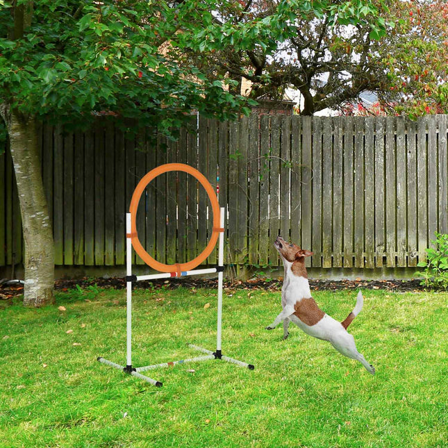 Agility tréninkový skokový kruh pro psy, přenosný, bílá/oranžová