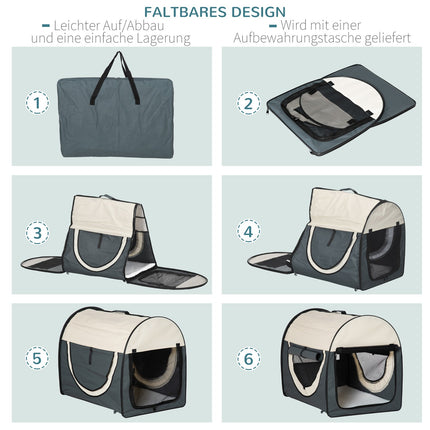 Faltbare Hundetransportbox mit Kissen, wasserdicht, grau