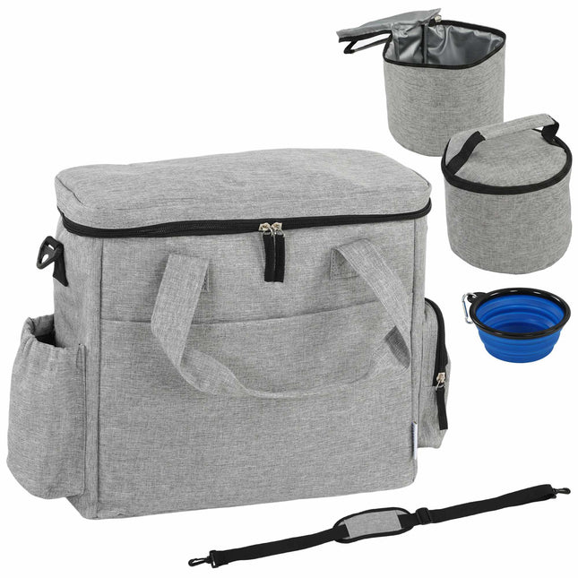 Dog Travel Bag With 2 Food Containers and Collapsible Bowl