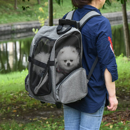 Pet backpack and carrier 2-in-1, breathable fabric, door and window