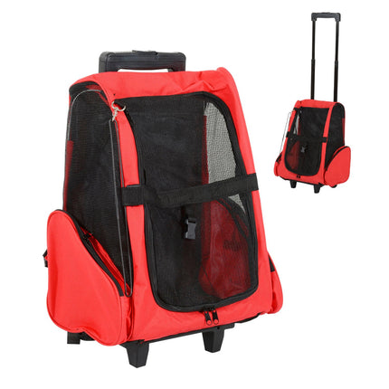 Haustier-Transporttrolley, atmungsaktiv, Rot, 42x25x55 cm