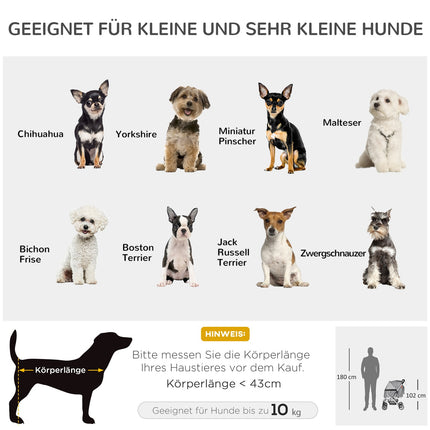 Zusammenklappbarer Hundewagen mit Netzfenster und Aufbewahrungskorb