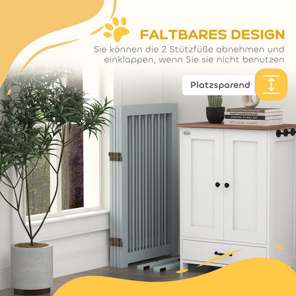 Faltbares Hundegitter aus Holz – 4 Elemente, 220x91 cm, hellgrau