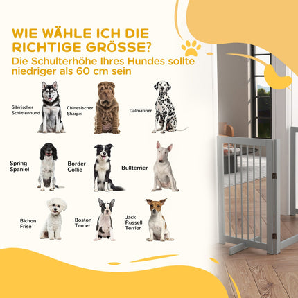 Faltbares Hundegitter aus Holz – 4 Elemente, 220x91 cm, hellgrau