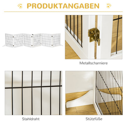 Adjustable wooden dog gate - 6 panels, white, 432 x 70 cm