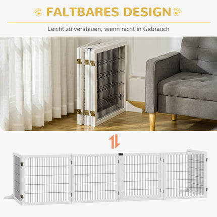 Adjustable wooden dog gate - 6 panels, white, 432 x 70 cm