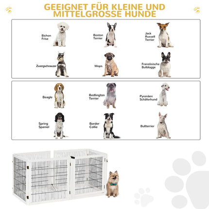 Adjustable wooden dog gate - 6 panels, white, 432 x 70 cm