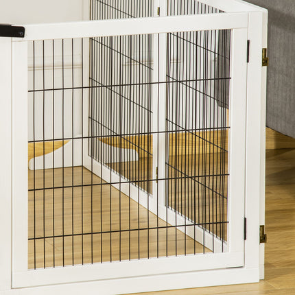 Adjustable wooden dog gate - 6 panels, white, 432 x 70 cm