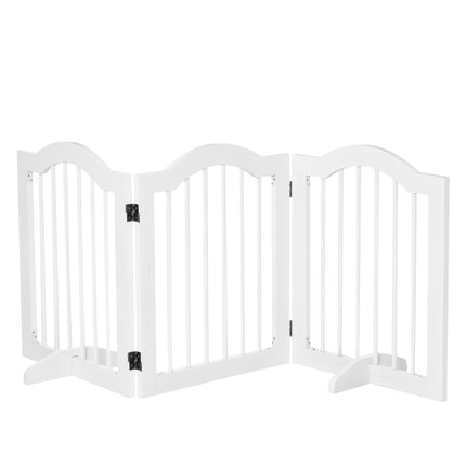 Zábrana pro psy, stabilní 3panelová z MDF, skládací, bílá