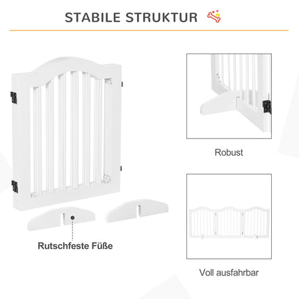Zábrana pro psy, stabilní 3panelová z MDF, skládací, bílá