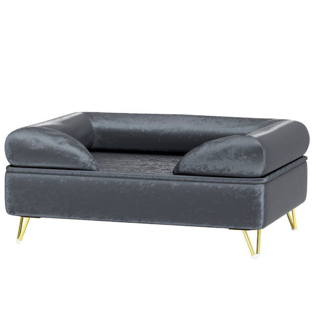 Hundesofa Samt, Grau, faltbar, 76x53,5x34cm