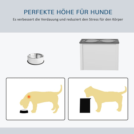 Futterstation mit Aufbewahrung & 2-Liter-Näpfen - Weiß