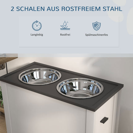 Futterstation mit Aufbewahrung & 2-Liter-Näpfen - Weiß