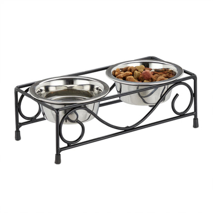 Dog bowl set with ornate holder