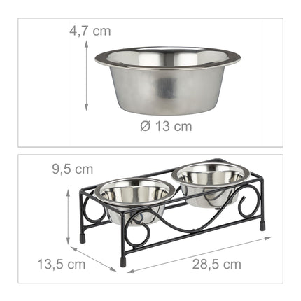 Dog bowl set with ornate holder