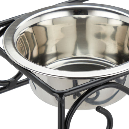 Dog bowl set with ornate holder