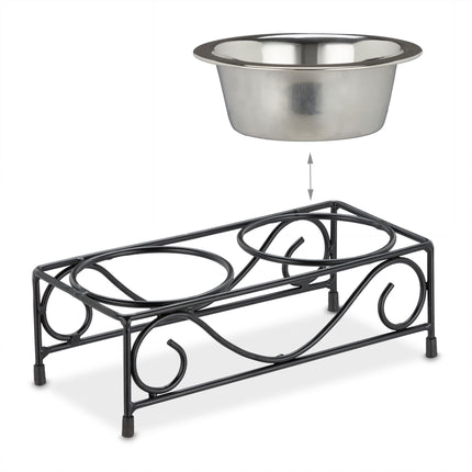 Dog bowl set with ornate holder