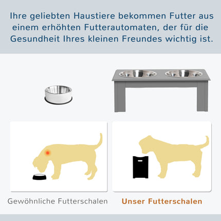 Erhöhtes Hundenapf-Set, Edelstahl, pflegeleicht, 0,9 l Fassungsvermögen