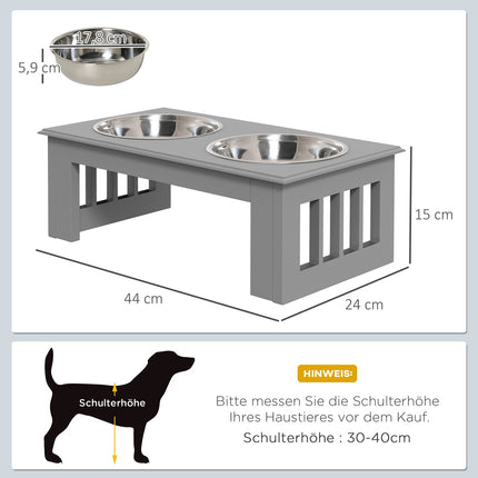 Erhöhtes Hundenapf-Set, Edelstahl, pflegeleicht, 0,9 l Fassungsvermögen