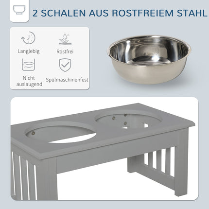 Erhöhtes Hundenapf-Set, Edelstahl, pflegeleicht, 0,9 l Fassungsvermögen