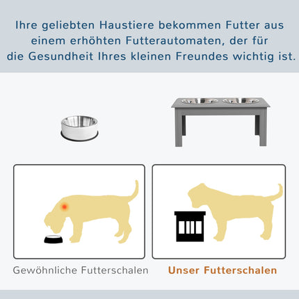 Erhöhte Haustiernäpfe, Edelstahl, leicht zu reinigen, 2 l Fassungsvermögen