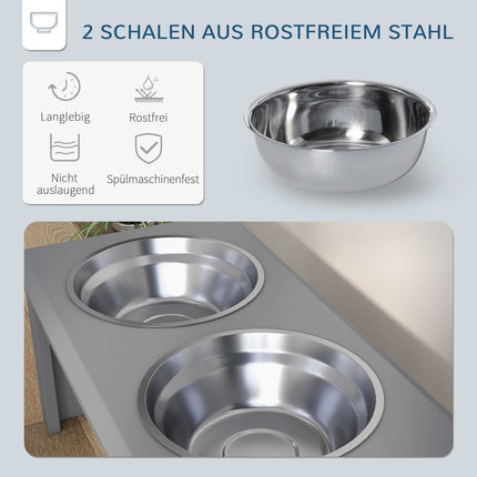 Erhöhte Haustiernäpfe, Edelstahl, leicht zu reinigen, 2 l Fassungsvermögen