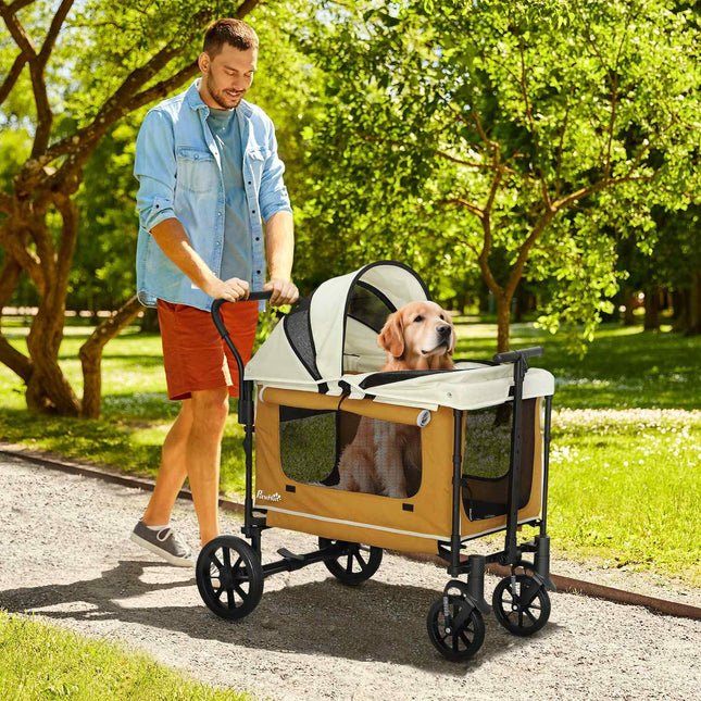 Hunde-Buggy faltbar für Hunde & Katzen bis 30 kg 110 x 65 x 102 cm braun