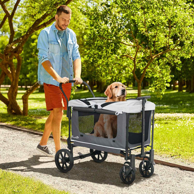 Hundebuggy faltbar für Hunde & Katzen bis 30 kg 110 x 65 x 102 cm dunkelgrau