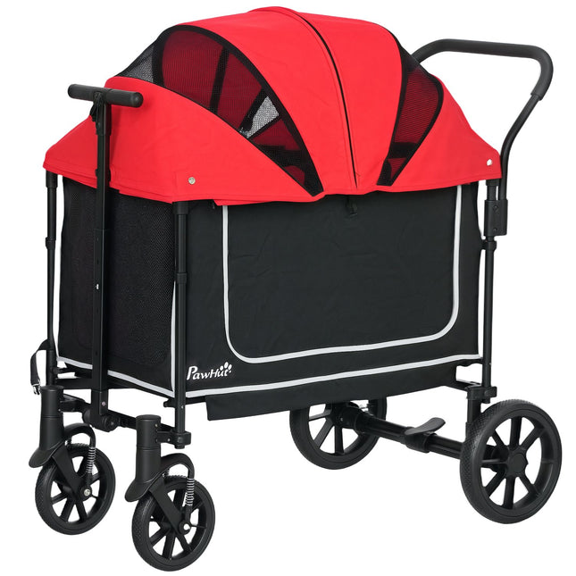 Hundebuggy faltbar für Hunde & Katzen bis 30 kg 110 x 65 x 102 cm rot