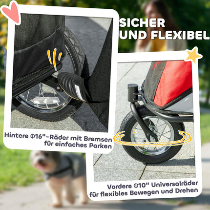 Faltbarer Hunde-Kinderwagen mit verstellbarem Kissen, Stahlrahmen