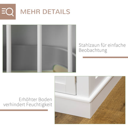 Hundekäfig, Möbelstück mit 3 Türen, Hundehütte, Hundebox für Zuhause, 78 x 53 x 59,3 cm, Weiß