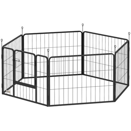 Hundegitter, 6-teilig, Stahl, faltbar, für drinnen/draußen