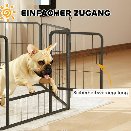 Hundegitter, 6-teilig, Stahl, faltbar, für drinnen/draußen