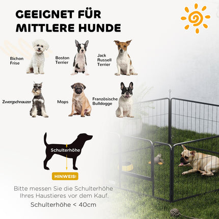 Hundegitter, 6-teilig, Stahl, faltbar, für drinnen/draußen