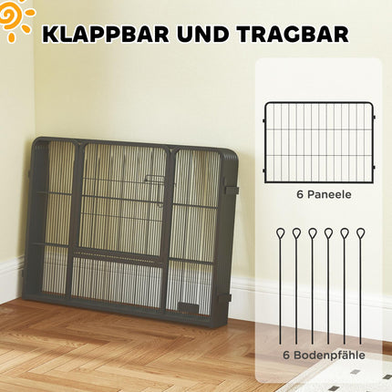 Hundegitter, 6-teilig, Stahl, faltbar, für drinnen/draußen