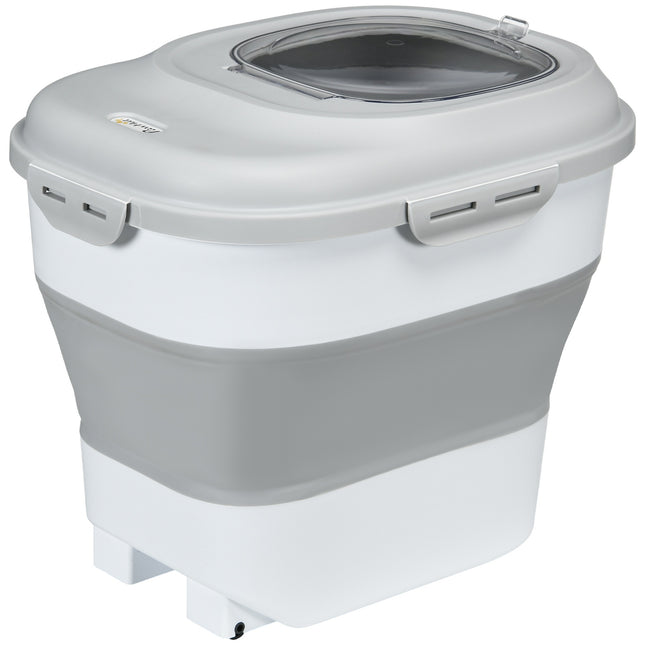 Dog food container, 25L, foldable with wheels and lid